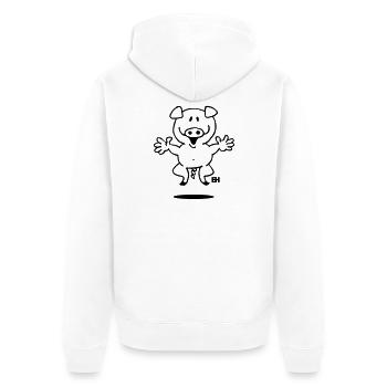 Sau - Unisex Premium Bio Zip Hoodie - Weiß - Hinten - Thijin (182cm)