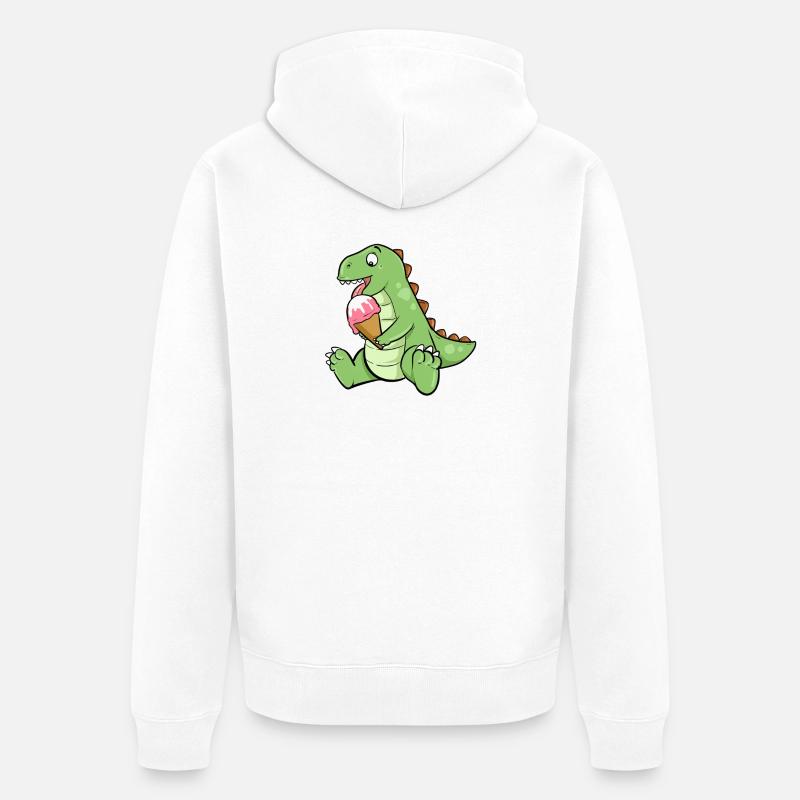 Eiscreme Dino Erdbeereis Dinosaurier T-Rex Saurier - Unisex Premium Bio Zip Hoodie - Weiß