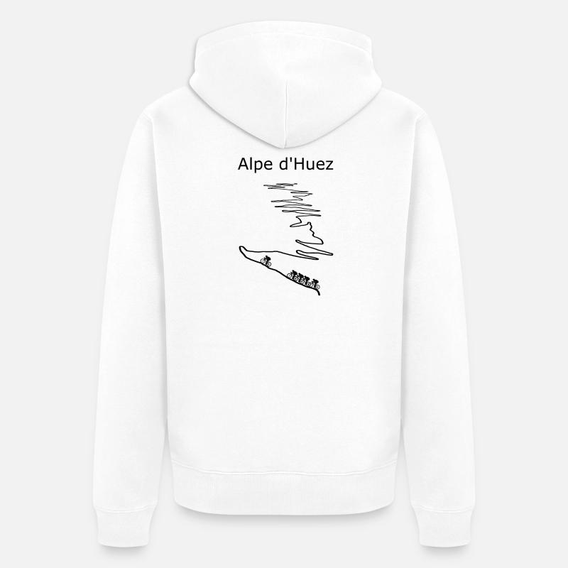 Oeil du Monte Huez avec panache de neige - Veste à capuche bio Premium Unisexe - blanc