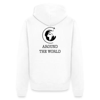 World tour - Unisex Premium Organic Zip Hoodie - white - Back - Thijin (182cm)