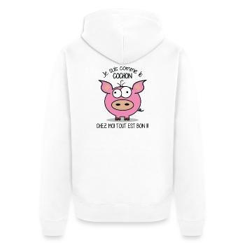 Je suis comme le cochon - Veste à capuche bio Premium Unisexe - blanc - Dos - Thijin (182cm)