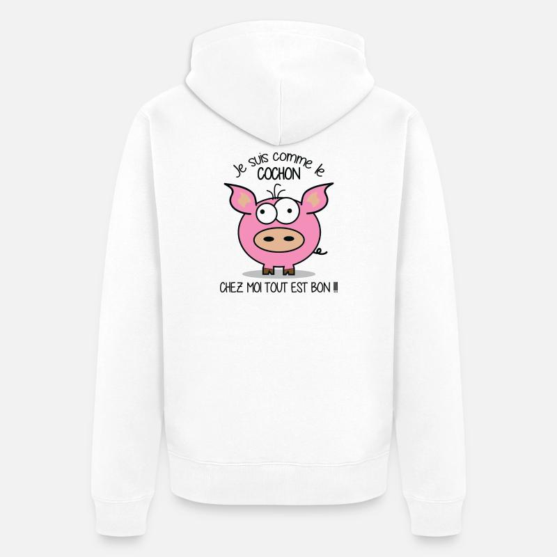 Je suis comme le cochon - Veste à capuche bio Premium Unisexe - blanc
