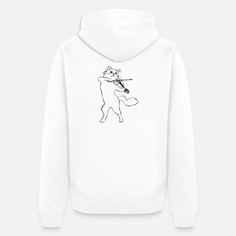 Chat avec violon - Veste à capuche bio Premium Unisexe - blanc