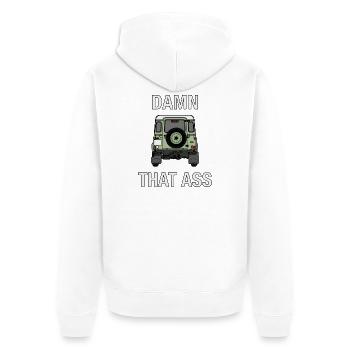 Defender - Verdammt, dass Arsch - Unisex Premium Bio Zip Hoodie - Weiß - Hinten - Thijin (182cm)