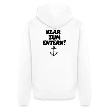 Klar zum Entern! Segeln Segler Segelspruch - Unisex Premium Bio Zip Hoodie - Weiß - Hinten - Thijin (182cm)