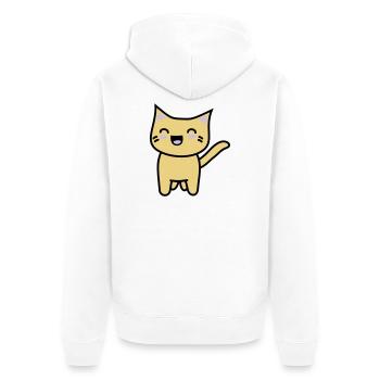 Kawaii Kitteh freut sich - Unisex Premium Bio Zip Hoodie - Weiß - Hinten - Thijin (182cm)