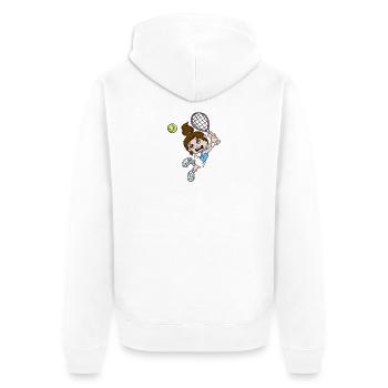 Cadeau de sport de tennis - Veste à capuche bio Premium Unisexe - blanc - Dos - Thijin (182cm)