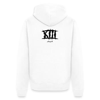 Nombre de malheurs 13 - Veste à capuche bio Premium Unisexe - blanc - Dos - Thijin (182cm)