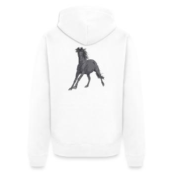 Black Horse - Unisex Premium Organic Zip Hoodie - white - Back - Thijin (182cm)
