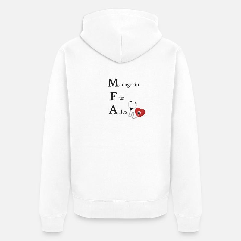 Manager per tutto! MAE / assistente medico - Felpa con cappuccio ecologica premium unisex - bianco