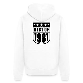 Best of 1981 - Unisex Premium Bio Zip Hoodie - Weiß - Hinten - Thijin (182cm)
