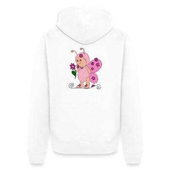Schmetterling Rosa - Unisex Premium Bio Zip Hoodie - Weiß - Hinten - Thijin (182cm)