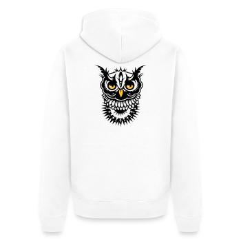 Visage d'un hibou - Veste à capuche bio Premium Unisexe - blanc - Dos - Thijin (182cm)
