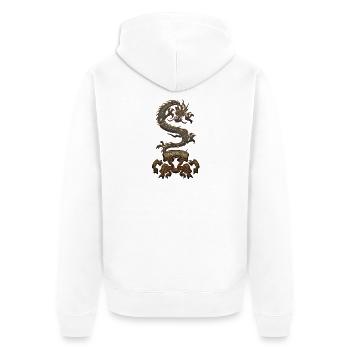 Ehrfürchtiger chinesischer Drache - Unisex Premium Bio Zip Hoodie - Weiß - Hinten - Thijin (182cm)