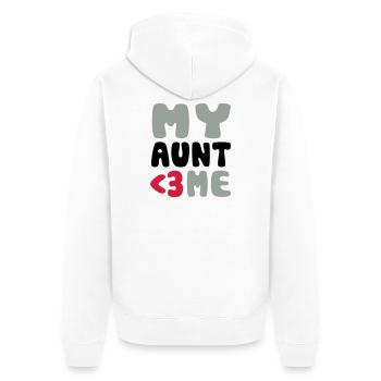 My aunt loves me - Ma tante m'aime - Veste à capuche bio Premium Unisexe - blanc - Dos - Thijin (182cm)