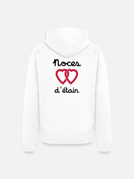 Noces d'étain - Veste à capuche bio Premium Unisexe - blanc