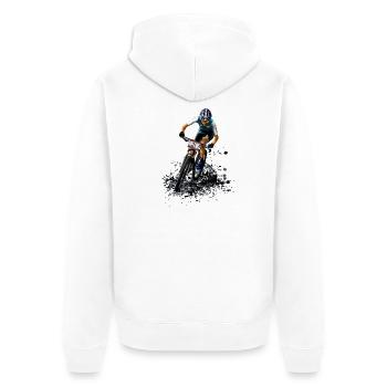 mountainbike - Unisex Premium Organic Zip Hoodie - white - Back - Thijin (182cm)