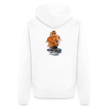 sailing ship - Unisex Premium Organic Zip Hoodie - white - Back - Thijin (182cm)