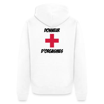 Donneur d'orgasmes ! - Veste à capuche bio Premium Unisexe - blanc - Dos - Thijin (182cm)