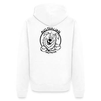 Lustiger Australian Shepherd - Unisex Premium Bio Zip Hoodie - Weiß - Hinten - Thijin (182cm)