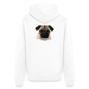 Mops - Unisex Premium Bio Zip Hoodie - Weiß - Hinten - Thijin (182cm)
