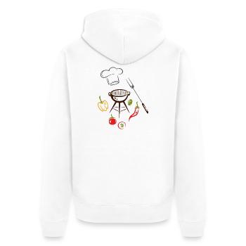 Grill Master Grill Grill Chef's Hat - Unisex Premium Organic Zip Hoodie - white - Back - Thijin (182cm)