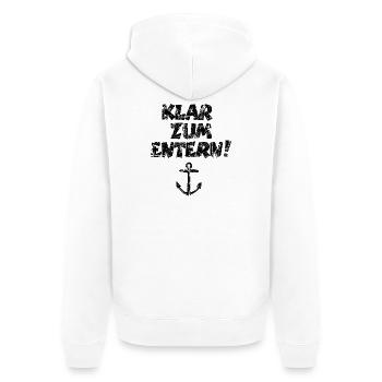 Klar zum Entern Segel Segeln (Vintage/Schwarz) - Unisex Premium Bio Zip Hoodie - Weiß - Hinten - Thijin (182cm)