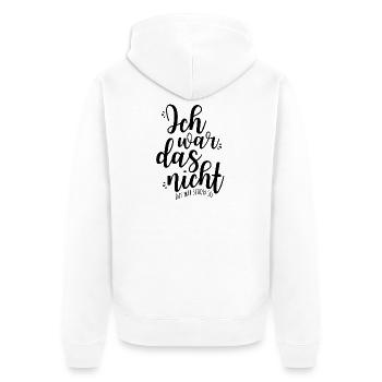 Ich Wars Nicht Das War Schon So Ironie Sarkasmus - Unisex Premium Bio Zip Hoodie - Weiß - Hinten - Thijin (182cm)