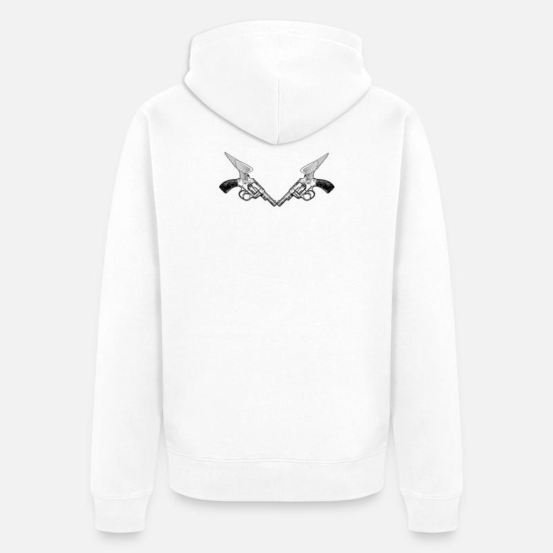 Graphismes des ailes à double tourelle - Veste à capuche bio Premium Unisexe - blanc