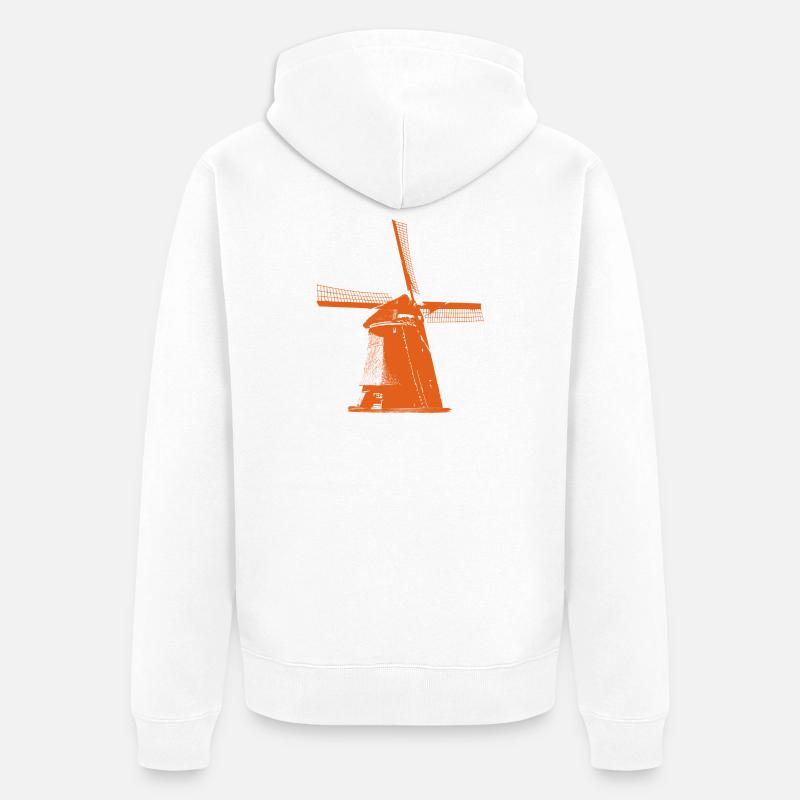Moulin à vent Pays-Bas - Veste à capuche bio Premium Unisexe - blanc