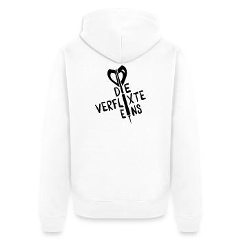 dart sport humor - Unisex Premium Bio Zip Hoodie - Weiß - Hinten - Thijin (182cm)