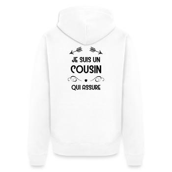 Onkel / Tante / Vetter / Cousin / Kusine - Unisex Premium Bio Zip Hoodie - Weiß - Hinten - Thijin (182cm)