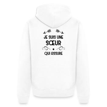 Soeur Sœur Naissance Bébé Soeurette Famille - Unisex Premium Organic Zip Hoodie - white - Back - Thijin (182cm)