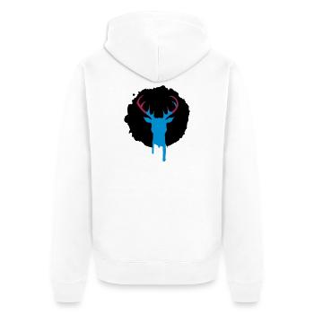Hirsch Patch Graffiti - Unisex Premium Bio Zip Hoodie - Weiß - Hinten - Thijin (182cm)