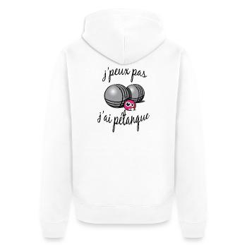 j'peux pas j'ai pétanque - Veste à capuche bio Premium Unisexe - blanc - Dos - Thijin (182cm)