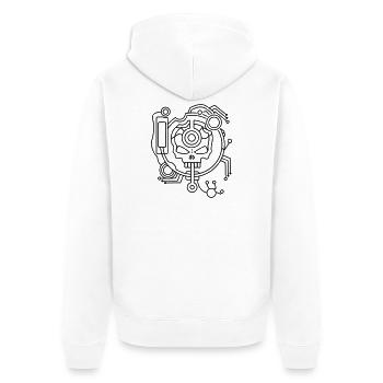 Cyber Skull Skull as a circuit - Unisex Premium Organic Zip Hoodie - white - Back - Thijin (182cm)