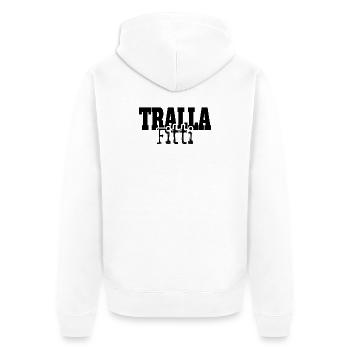 Trallafitti Typisch Ruhrpott Pott Tralla Fitti - Unisex Premium Bio Zip Hoodie - Weiß - Hinten - Thijin (182cm)