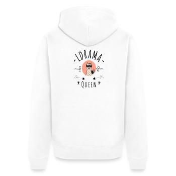 No Drama Llama Queen - Unisex Premium Organic Zip Hoodie - white - Back - Thijin (182cm)