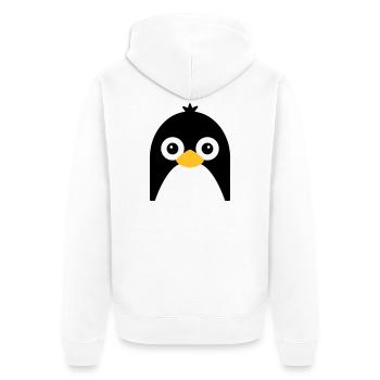 Nettes Pinguin-Gesicht - Unisex Premium Bio Zip Hoodie - Weiß - Hinten - Thijin (182cm)