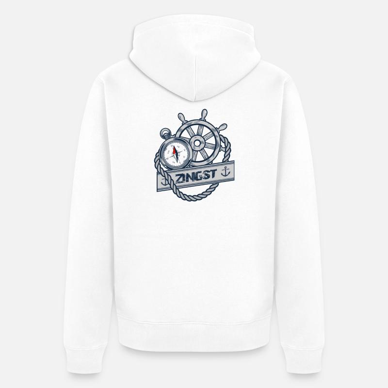 Zingst - DarssCoast - Dein Statement für den Darß - Unisex Premium Bio Zip Hoodie - Weiß