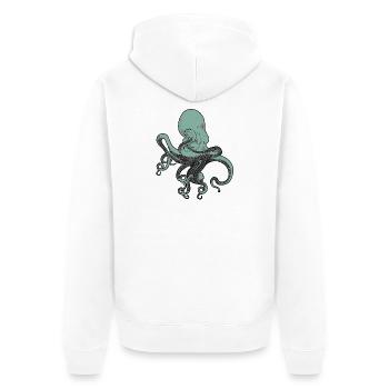 Octopus Krake Tintenfisch Meeresfrüchte Calamaris - Unisex Premium Bio Zip Hoodie - Weiß - Hinten - Thijin (182cm)