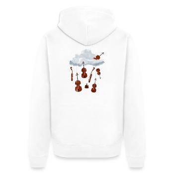 Un nuage dans le ciel plein de violons suspendus - Veste à capuche bio Premium Unisexe - blanc - Dos - Thijin (182cm)
