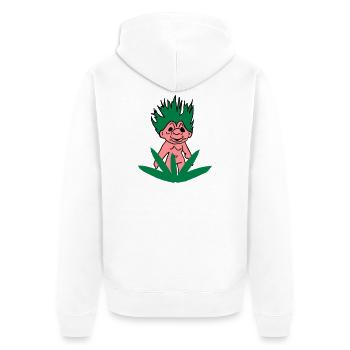 Troll Dich raus! - Unisex Premium Bio Zip Hoodie - Weiß - Hinten - Thijin (182cm)