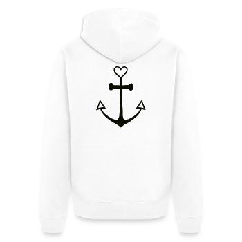 Cute Lines Anker Anchor Glaube Liebe Hoffnung Tatt - Unisex Premium Bio Zip Hoodie - Weiß - Hinten - Thijin (182cm)