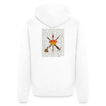 Der Freund des Todes - Unisex Premium Bio Zip Hoodie - Weiß - Hinten - Thijin (182cm)