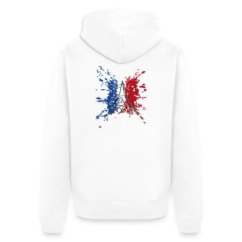 Eiffelturm Flagge Frankreich ✅ Tour Eiffelturm Flagge ✔ - Unisex Premium Bio Zip Hoodie - Weiß - Hinten - Thijin (182cm)