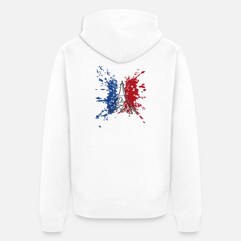Eiffelturm Flagge Frankreich ✅ Tour Eiffelturm Flagge ✔ - Unisex Premium Bio Zip Hoodie - Weiß