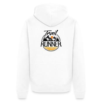 Trail Runner Traillauf Trailrunner Ultra Running - Unisex Premium Bio Zip Hoodie - Weiß - Hinten - Thijin (182cm)