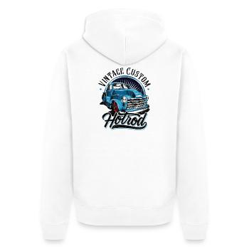 Blue Hotrod Vintage Car Graphic - Unisex Premium Organic Zip Hoodie - white - Back - Thijin (182cm)