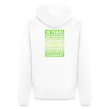 10 Years Anniversary Company Birthday Membership - Unisex Premium Organic Zip Hoodie - white - Back - Thijin (182cm)
